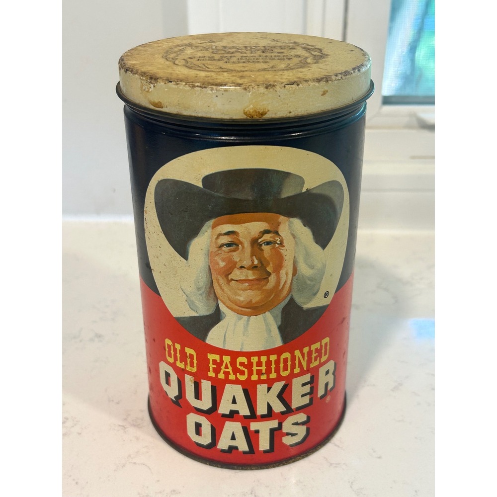 Vintage 1982 Quaker Oats Limited Edition Tin Famous Oatmeal Cookies Recipe 1982